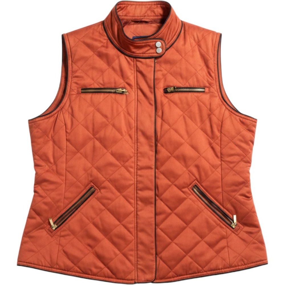 Pendleton Quilted Orange Zip-Pocket Vest